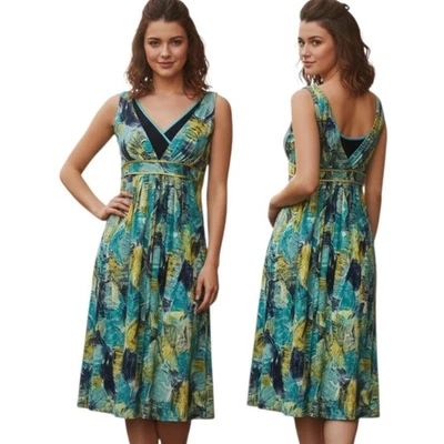 Vestido CYNTHIA STEFFE Estampado Tropical Ajuste y Acampanado Hasta la Rodilla - Talla M Foto 1 de 4