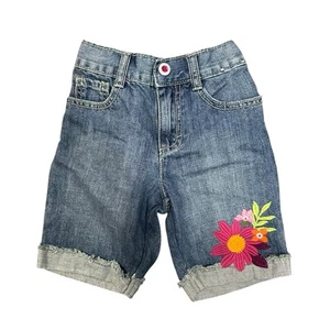 Gymboree Girls Size 6 2013 Summer Embroidered Floral Bermuda Shorts Denim - Picture 1 of 6