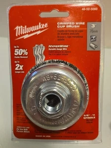 Milwaukee 3 In. Brush Crimped Wire Cup Brush Model# 48-52-5060, New Made In USA - Picture 1 of 6