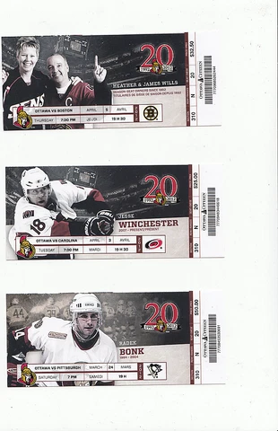 OTTAWA SENATORS VS CAROLINA HURRICANES FULL TICKET STUB 4/3/12 JESSE WINCHESTER Cover