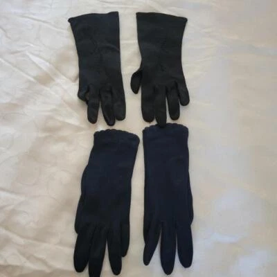 Lote De Colección 2 Pares Damas Nylon Azul Marino y Dawnelle Negro Algodón Guantes Foto 1 de 3