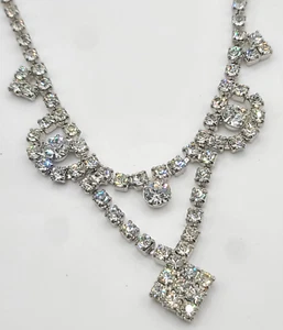 Vintage Strass Halskette Abschlussball Braut 14 Zoll - Bild 1 von 15