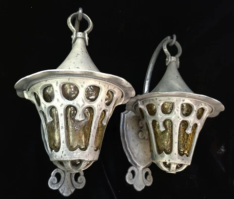 Vintage Lincoln Porch Light Sconce Aluminum 1930s Lantern Tudor Antique Cover
