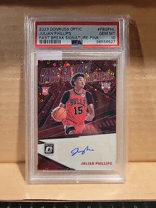 2023-24 Panini Donruss Optic Julian Phillips Fast Break Auto Pink 23/25 PSA 10 - Bild 1 von 2
