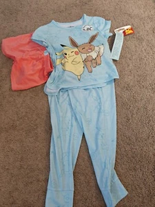Pokemon Girl's Pikachu and Evee 3-Piece Character Pajama Set, Size X-Small 4/5 - Picture 1 of 6