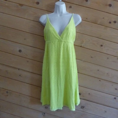 Vestido de verão Ella Moss verde limão amarelo crochê renda gola V M - Imagem 1 de 4