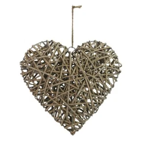 Extra Large Grey Washed Willow Heart 3D Decorative - 50cm Decor Wedding Love NEW - Picture 1 of 4