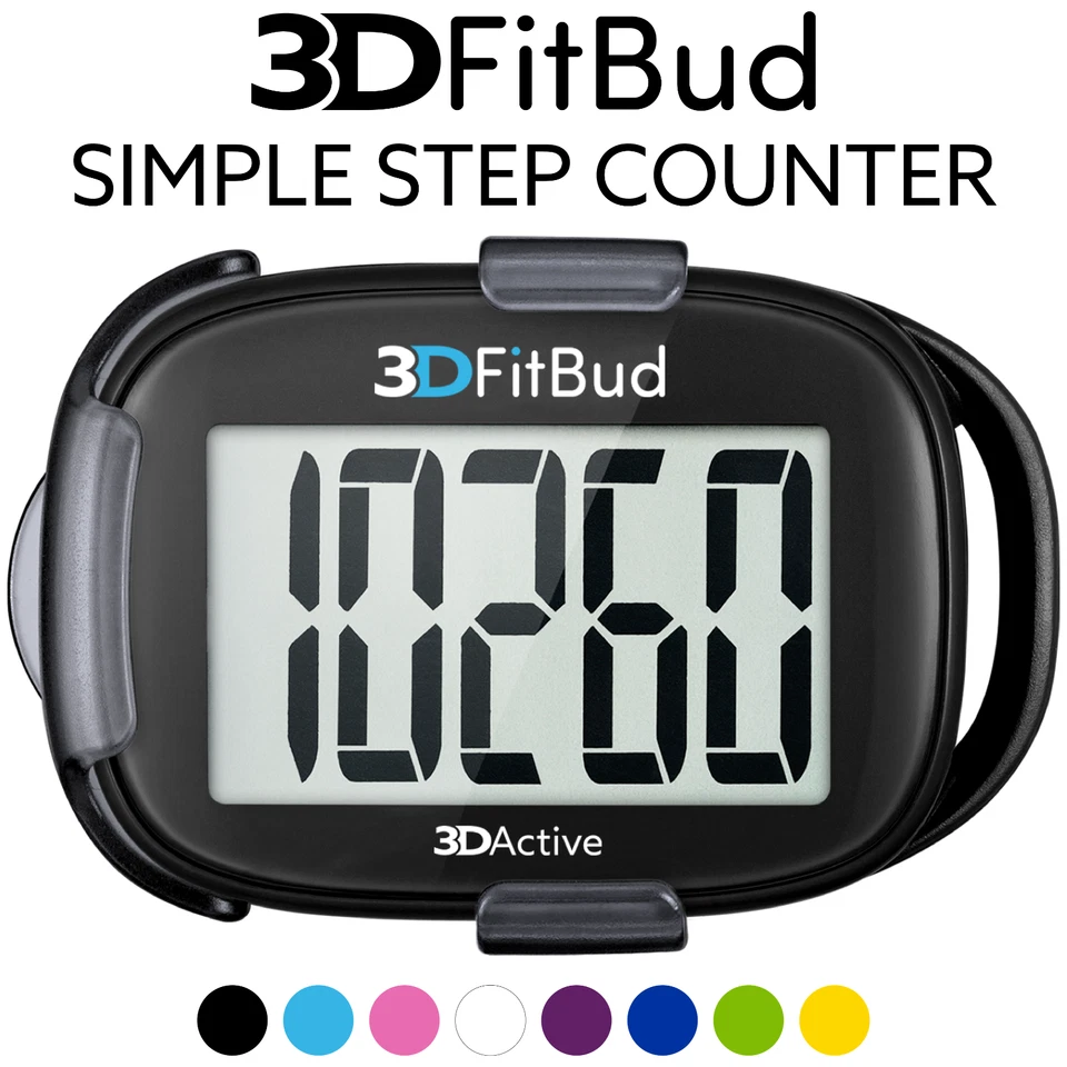 Contador de pasos simple 3DFitBud podómetro 3D para caminar con clip y cordón A420S Foto 1 de 1