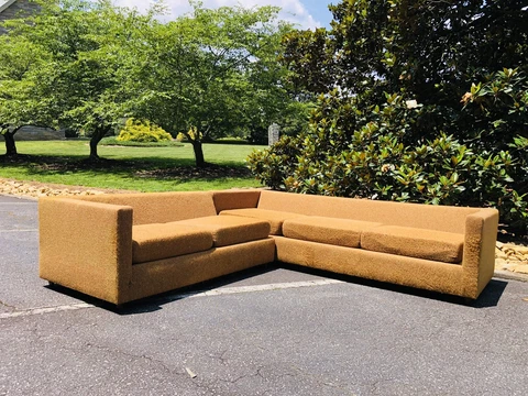 Mid Century Modern Sectional Sofa - Vintage L Couch 8ft MCM Loveseat 2 Piece Set Cover