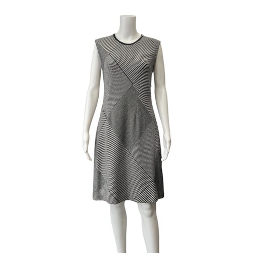 Abito Christian Dior bianco nero geometrico spina di pesce cambio lana taglia 8 FR 42