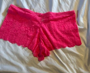 Vintage Y2K Boy Shorts Floral Mesh Lace Cheeky 3x BTIGHT HOT PINK - Picture 1 of 7