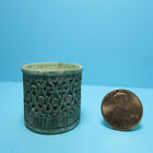 Dollhouse Miniature Round Planter Aged Green with Flower Design FA4052GN