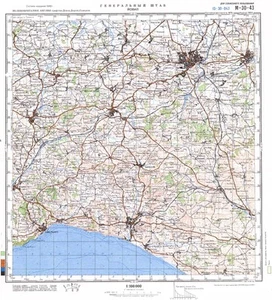Russian Soviet Military Topographic Maps - YEOVIL (UK) 1:100 000, REPRINT - Picture 1 of 3