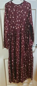 Next Trendy Berry Leopard print Midi Maxi Tiered Dress Size 8 Tall BNWT - Picture 1 of 4