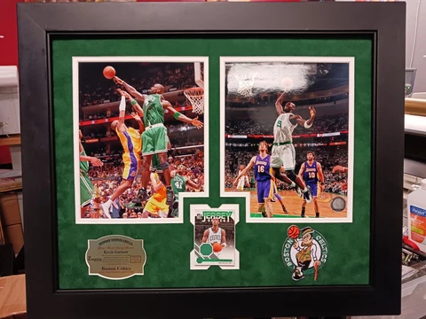 Boston Celtics Kevin Garrett photo game used Jersey Card panini collage patch Cover