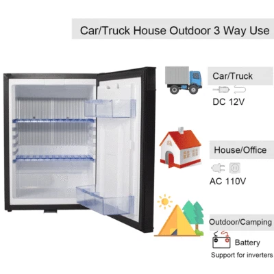 Smad 1.4 cu ft 12 V 110V Mini Fridge Cascadia Semi Truck Refrigerator RV 2 Way - Image 1 of 4