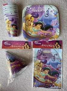 New Disney Jasmine Aladdin Birthday Party Supplies 8 Cups Plates Hats Bags Lot - Picture 1 of 7
