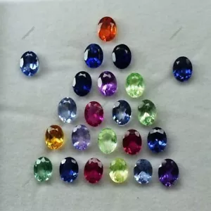 15 Pcs Natural Sapphire Mix Color Oval CERTIFIED Gemstone Lot 7x5 mm - Picture 1 of 4