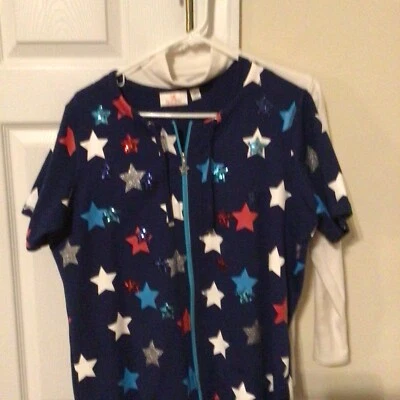 Quacker Factory Womens Medium Full Zip Jacket with Fourth Of July Theme - Image 1 of 4