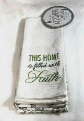 Spoon Set of 2 Heavy Weight This Home is Filled with Faith Kitchen Towels NEW - Image 1 of 3