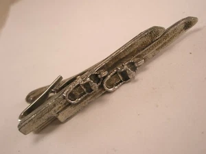 Downhill Cross Country Antique Skis Vintage Tie Bar Clip winter games sports - Picture 1 of 4