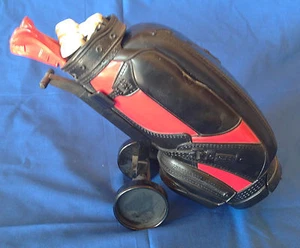 Golf Bag Telephone Golfing Golfer Balls Clubs Black Red Plastic Vintage Works - Picture 1 of 3