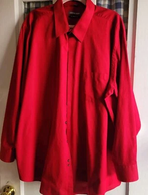 Camisa de vestir Geoffrey Beene roja para hombre sin arrugas talla 19 34/35 manga larga Foto 1 de 4