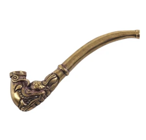 Handmade Carving Dragon Brass Metal Smoking Pipe Chamber Tobacco Herb Hitter - Picture 1 of 4