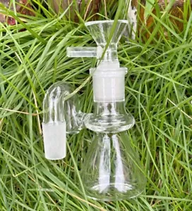 Mini 18mm 90° Dry Glass Ash Catcher for Tobacco Water Pipe Bong Bubbler +Bowl - Picture 1 of 5