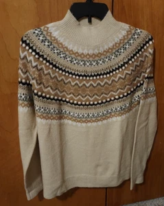 Womens Natural Reflections Mock Neck Fair Isle Sweater, S - Picture 1 of 3