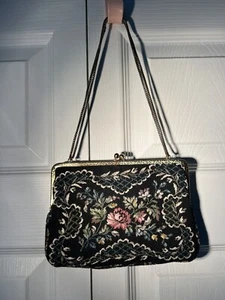 Vintage Walborg Tapestry Embroidery Clutch w Chain, Made in West Germany, Floral - Picture 1 of 9