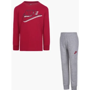 Nike Boys Size 4 Shirt & Joggers Set Red and Grey BRAND NEW - Picture 1 of 5
