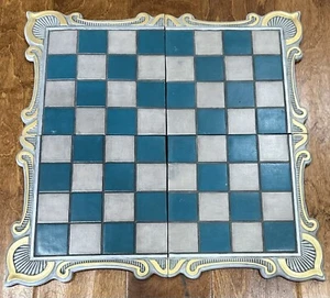 Juego de ajedrez de cerámica molde Scioto 1976/79 pintado a mano turquesa malva plata oro de colección - Imagen 1 de 14
