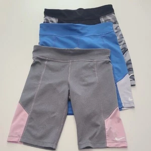 Trio set of Nike Black Blue Gray Athletic Elastic Shorts Girls Size M - Picture 1 of 14