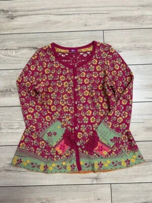 Women Ivko Cotton Flowers Cardigan Sweater Jacket Multicolour 38/R Long Sleeve Foto 1 de 4