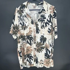 White Stag Women's Button Up Neutral Floral Print Short Sleeve Size XL - Picture 1 of 7
