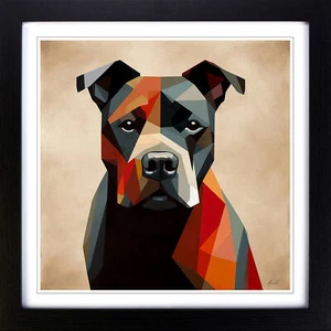 Staffordshire Bull Terrier Suprematism No.2 Framed Canvas Wall Art Print Picture - Picture 1 of 6