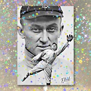 Ty Cobb Holographic Pastime Portrait Sketch Card Limited 2/5 Dr. Dunk Signed