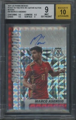2021-22 Panini Mosaic FIFA Road to World Cup Marco Asensio #A-MA BGS 9 AUTO 10 - Image 1 of 2
