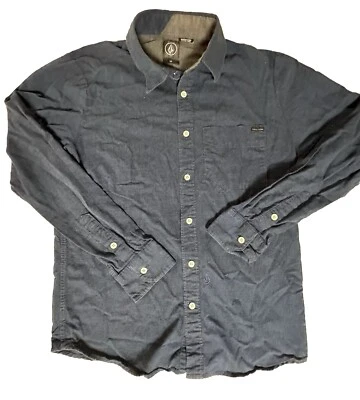 Volcom Men’s Small Long Sleeve Button Front Shirt Dark Blue 100% Cotton - Image 1 of 4
