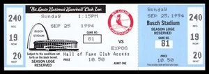 1994 St. Louis Cardinals Montreal Expos Ticket September 25 Strike Game MLB - Picture 1 of 2