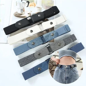 Unisex Leather Buckle-free Elastic Invisible Belt Jeans Lazy Belt For Women Men - Photo 1/26