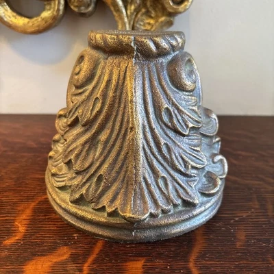 Vintage Cast Iron Doorstop Acanthus Leaves In Green/Gold/Bronze~ 4lbs 11oz - Image 1 of 4