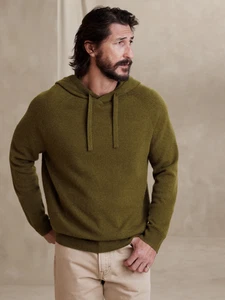 BANANA REPUBLIC Wool Cashmere Sweater Hoodie Sweater S Small | Green #733557 NEW - Picture 1 of 1