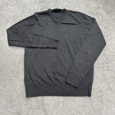 Suéter Pullover de Lana Extra Fina Zara Para Hombre Medio Gris Oscuro Cuello en V Tejido Clásico Foto 1 de 4