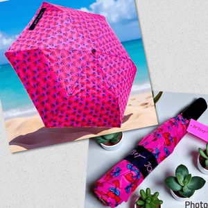 NWT Gorgeous Betsey Johnson Cherry Hearts 42” Pink,Black,Red Auto Open Umbrella - Picture 1 of 14