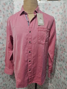 TOMMY BAHAMA, CAMISA HOMBRE NUEVA DESCOLORIDA ROJA ALGODÓN BL MANGA LARGA CON PKT, TALLA M - Imagen 1 de 11