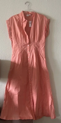 Maxi Camisa Vestido Camisa Vestido Con Botones Manga Corta Calce y Acampanado M Foto 1 de 3