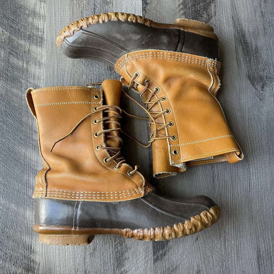 LL Bean Boots Mens 7 womens 8.5 Brown Leather Maine Hunting Shoe Made USA - Image 1 of 4