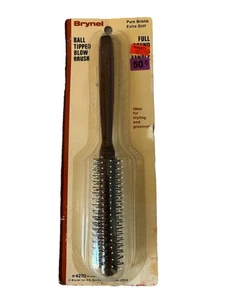 Vintage Brynel Kugelspitze Schlagbürste Holzgriff reine Borsten extra steif Frisur - Bild 1 von 7